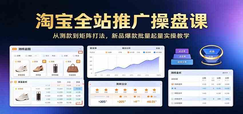 淘宝全站推广操盘课：从测款到矩阵打法，新品爆款批量起量实操教学-创业资源网