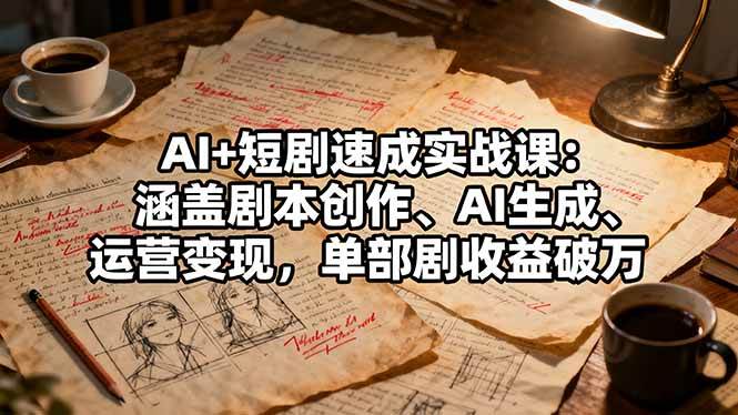 （16359期）AI+短剧速成实战课：涵盖剧本创作、AI生成、运营变现，单部剧收益破万-创业资源网