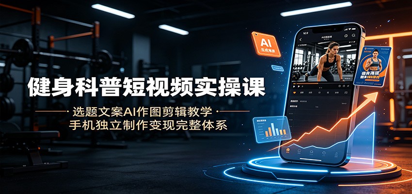 健身科普短视频实操课：选题文案AI作图剪辑教学，手机独立制作变现完整体系-创业资源网