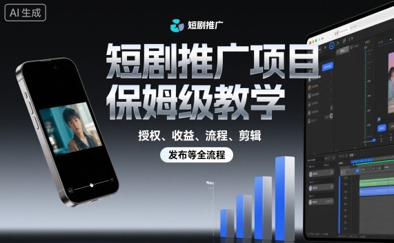 短剧推广项目保姆级教学，授权、收益、流程、剪辑，发布等全流程-创业资源网
