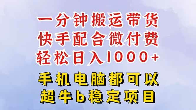 （16285期）快手黑科技一分钟搬运带货，一刀不剪过原创，微付费投流玩法，轻松日入…-创业资源网