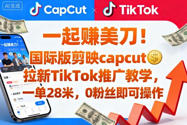 一起賺美刀！国际版剪映capcut拉新TikTok推广教学，一单28米，0粉丝即可操作（附推广入口和教学）-创业资源网