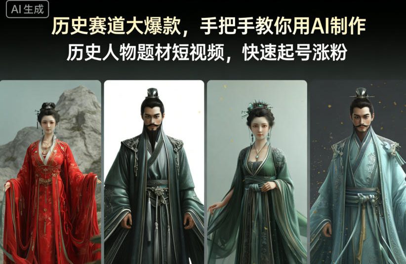 历史赛道大爆款，手把手教你用AI制作历史人物题材短视频，快速起号涨粉-创业资源网