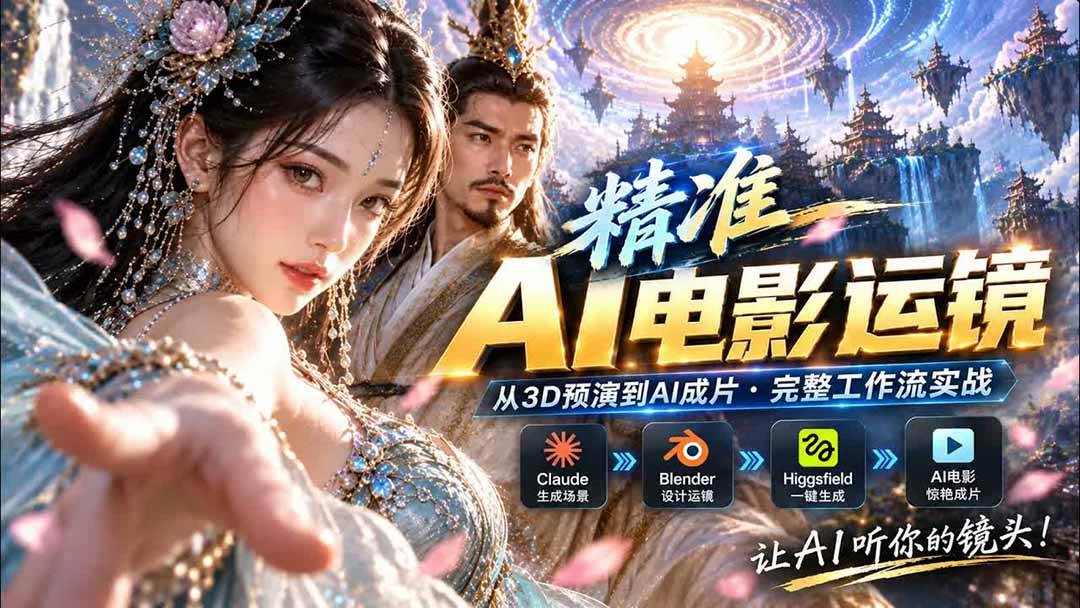 （20503期）AI视频终于能精准运镜了！Claude + Blender + Higgsfield 免费插件实测-创业资源网