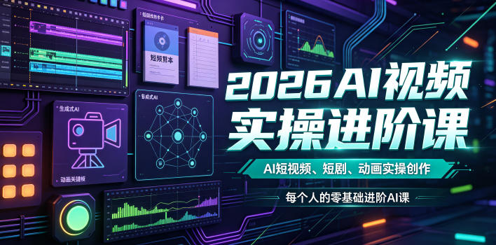 2026AI视频实操进阶课，AI短视频、短剧、动画实操创作，每个人的零基础进阶ai课（更新0825）-创业资源网