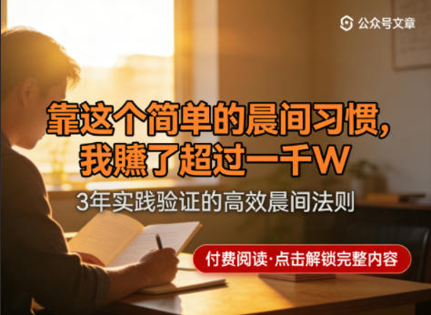 某公众号付费文章：靠这个简单的晨间习惯，我賺了超过一千W-创业资源网