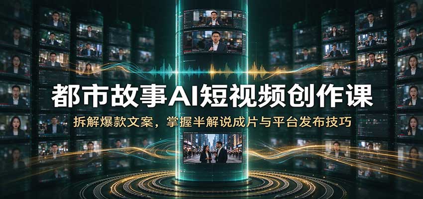都市故事AI短视频创作课：拆解爆款文案，掌握半解说成片与平台发布技巧-创业资源网