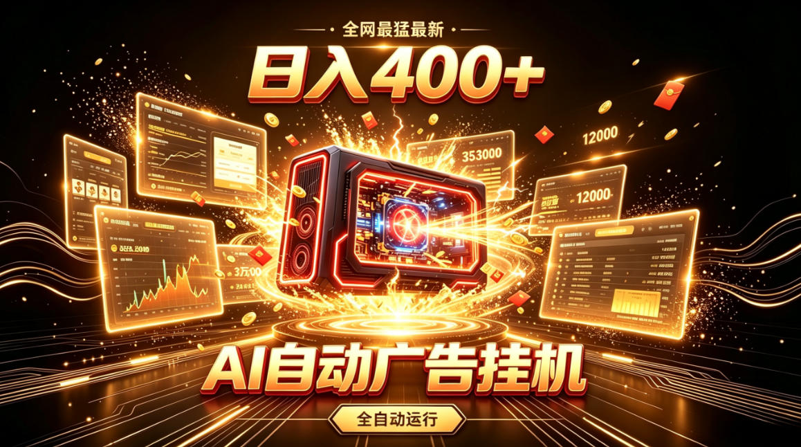 全网最猛最新的AI自动广告挂G，狠收益日入400+，真正做到躺賺式变现【揭秘】-创业资源网