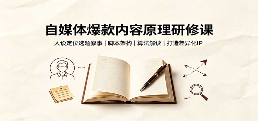 自媒体爆款内容原理研修课：人设定位选题叙事，脚本架构，算法解读打造差异化IP-创业资源网