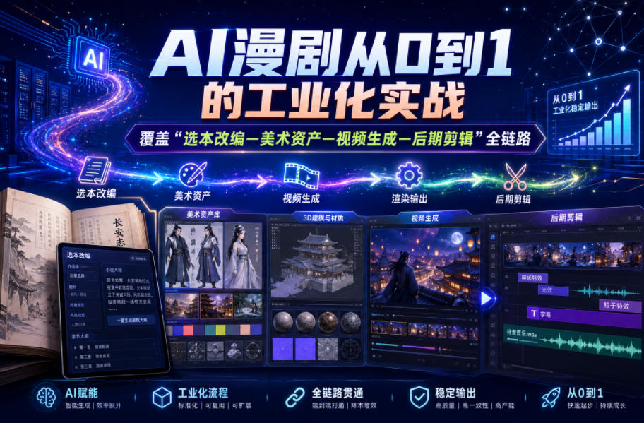 AI漫剧从0到1的工业化实战，覆盖“选本改编—美术资产—视频生成—后期剪辑”全链路（更新6月）-创业资源网