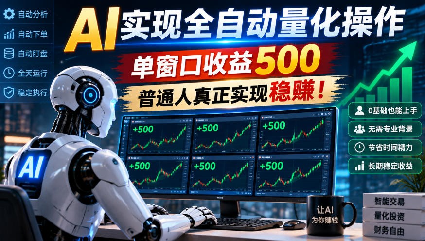 AI实现全自动量化，单窗口月入收益500，别嫌收益少，靠谱最重要！-创业资源网