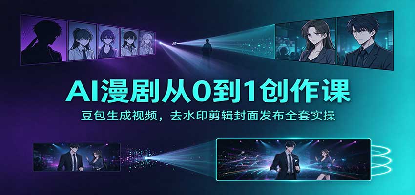 AI漫剧从0到1创作课：豆包生成视频，去水印剪辑封面发布全套实操-创业资源网