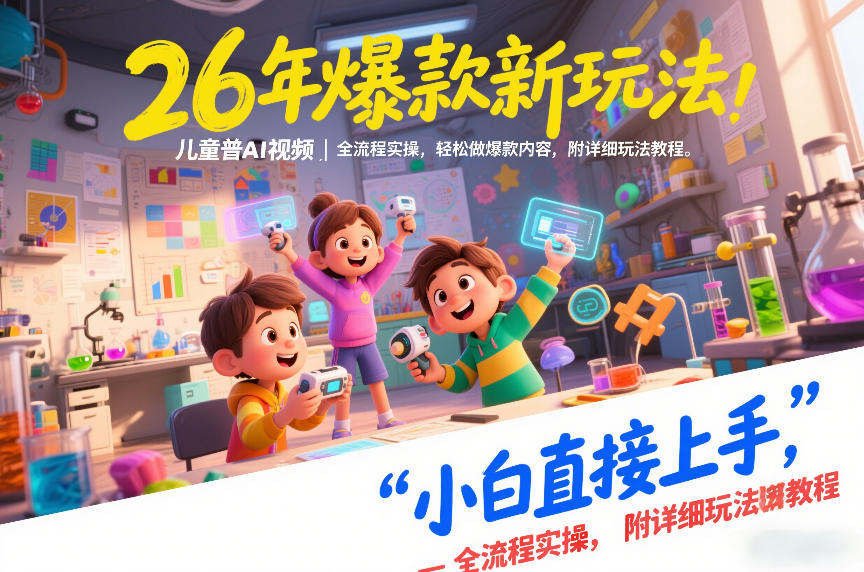 26年爆款新玩法，儿童科普AI视频，全流程实操，轻松做爆款内容，小白直接上手，附详细玩法教程-创业资源网