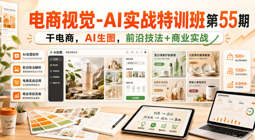 电商视觉-AI实战特训班第55期，干电商，AI生图，前沿技法+商业实战-创业资源网