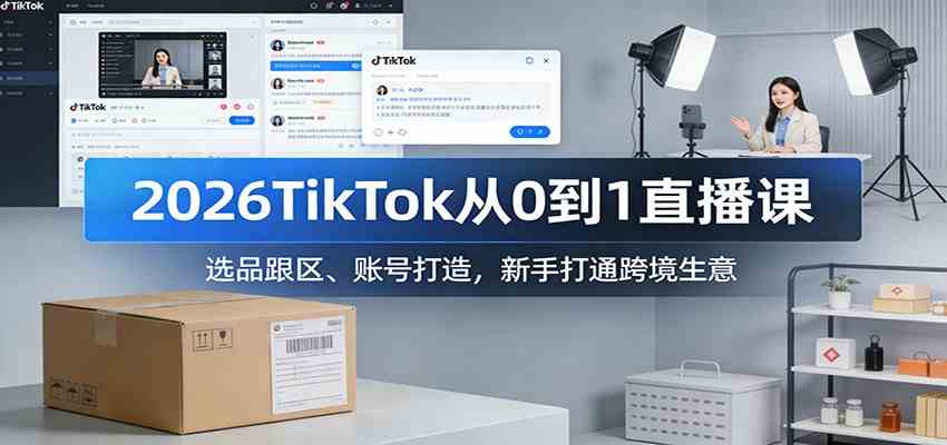 2026TikTok从0到1直播课：选品跟区、账号打造，新手打通跨境生意-创业资源网