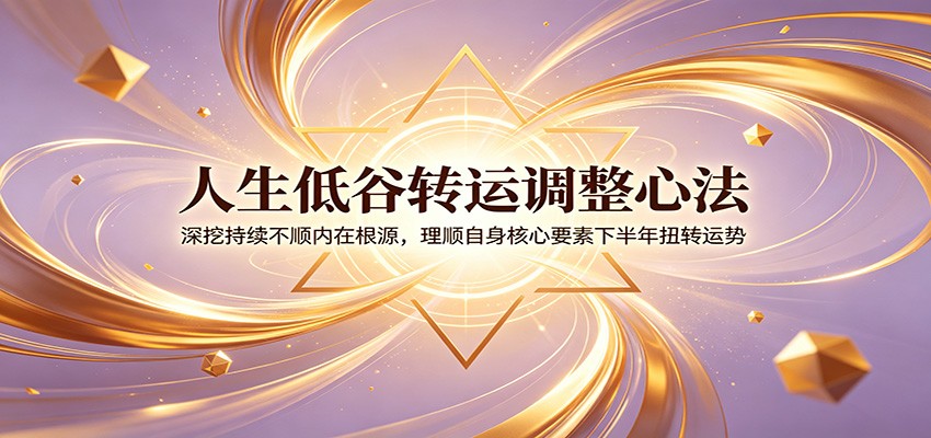 人生低谷转运调整心法：深挖持续不顺内在根源，理顺自身核心要素下半年扭转运势-创业资源网