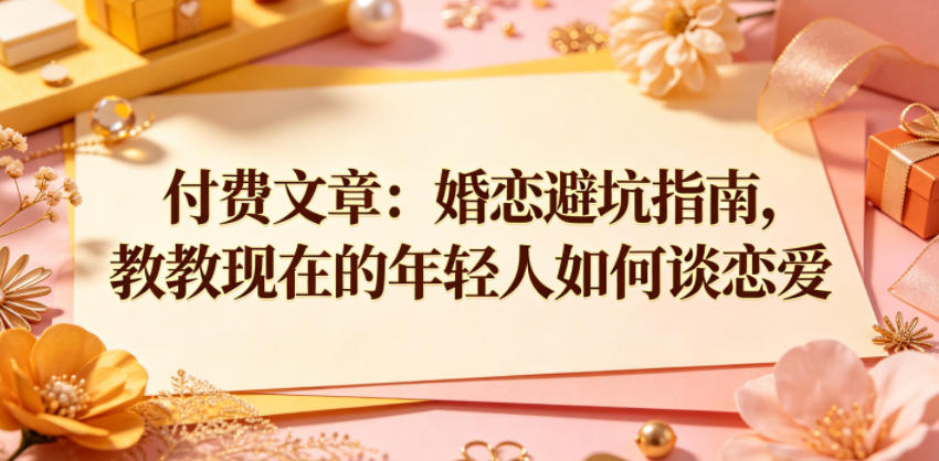 付费文章：婚恋避坑指南，教教现在的年轻人如何谈恋爱-创业资源网