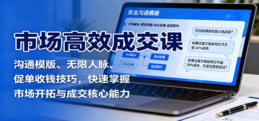 市场高效成交课：沟通模版、无限人脉、促单收钱技巧，快速掌握市场开拓与成交核心能力-创业资源网