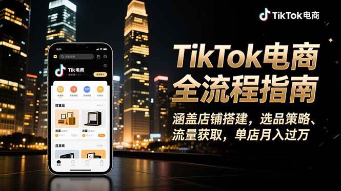 （16524期）TikTok电商全流程指南，涵盖店铺搭建、选品策略、流量获取，单店月入过万-创业资源网