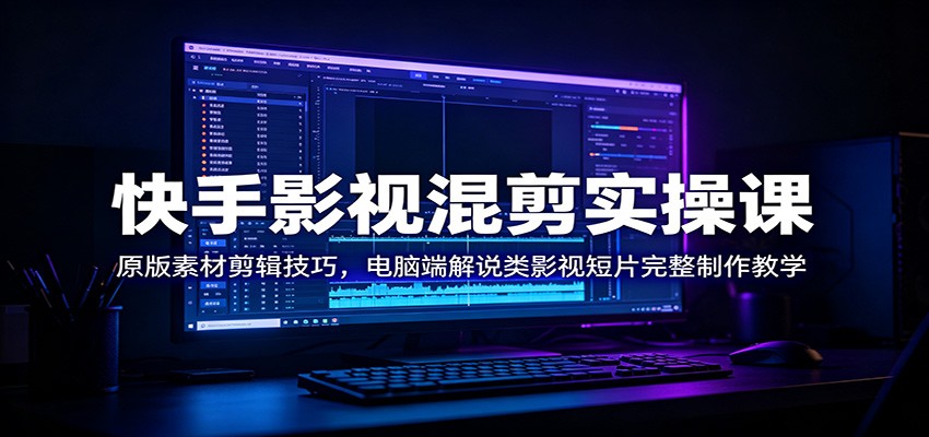 快手影视混剪实操课：原版素材剪辑技巧，电脑端解说类影视短片完整制作教学-创业资源网