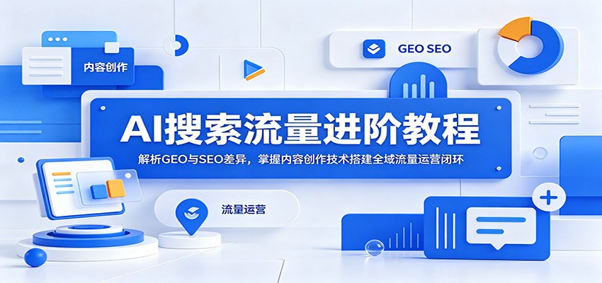 AI搜索流量进阶教程：解析GEO与SEO差异，掌握内容创作技术搭建全域流量运营闭环-创业资源网