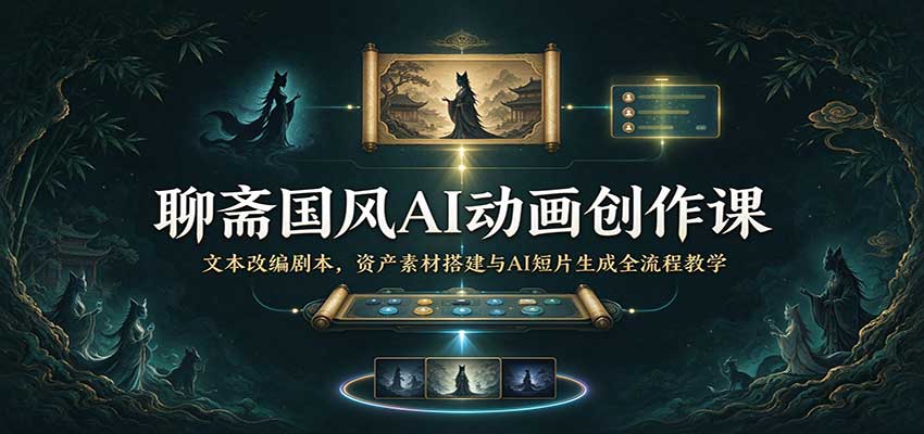 聊斋国风AI动画创作课：文本改编剧本，资产素材搭建与AI短片生成全流程教学-创业资源网
