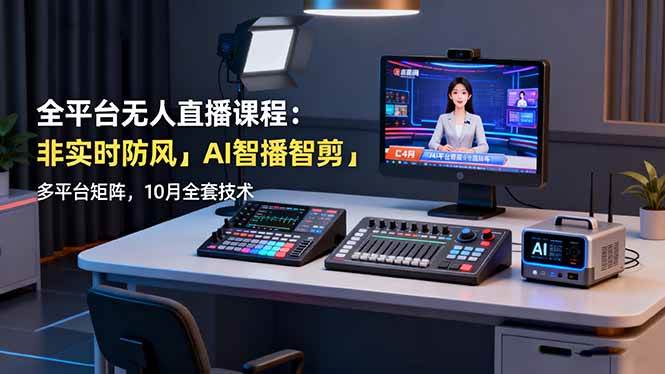 （16279期）全平台无人直播课程：非实时防风＋AI智播智剪＋多平台矩阵，10月全套技术-创业资源网