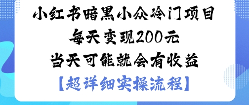 小红书暗黑小众冷门项目每天变现2张当天可能就会有收益-创业资源网