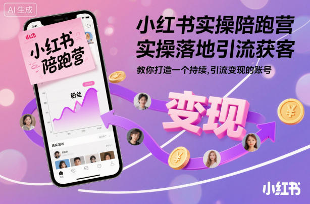 小红书实操陪跑营，实操落地引流获客，教你打造一个持续引流变现的账号-创业资源网