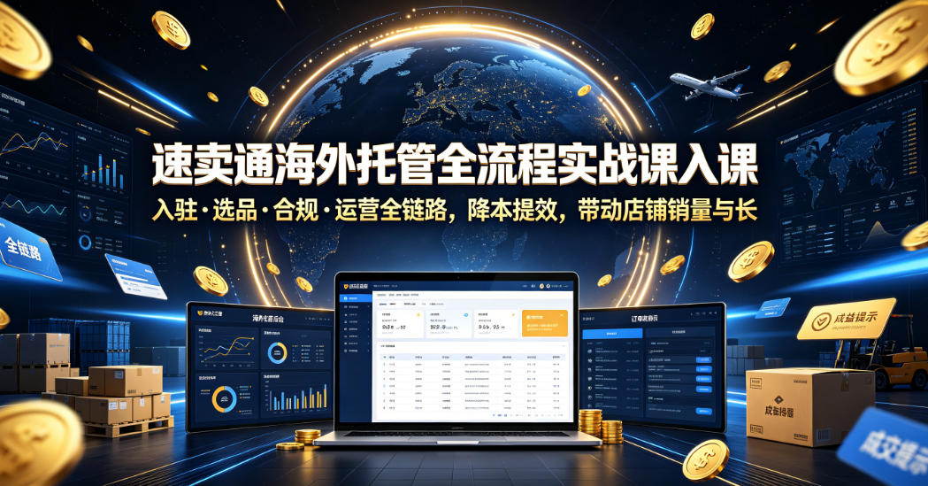 速卖通海外托管全流程实战课入驻・选品・合规・运营全链路，降本提效，带动店铺销量与收益增长-创业资源网