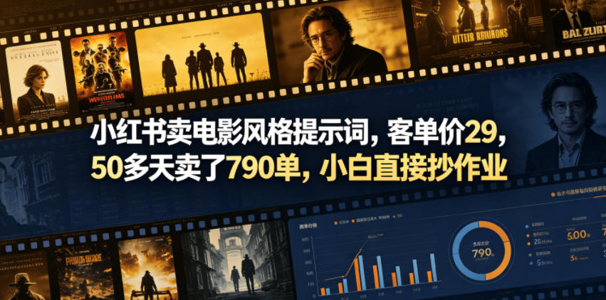 小红书卖电影风格提示词，客单价29，50多天卖了790单，小白直接抄作业！-创业资源网