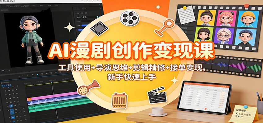AI漫剧创作变现课：工具使用+导演思维+剪辑精修+接单变现，新手快速上手-创业资源网