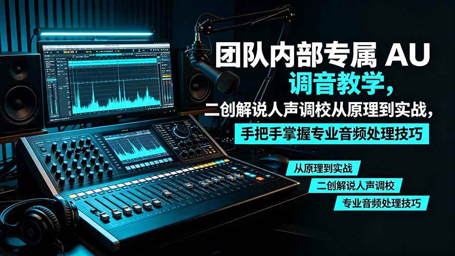（19517期）某大佬团队内部专属 AU 调音教学，二创解说人声调校从原理到实战，手把手掌握专业音频处理技巧-创业资源网