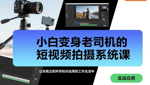 小白变身老司机的短视频拍摄系统课，让你真正把所学知识运用到工作生活中-创业资源网