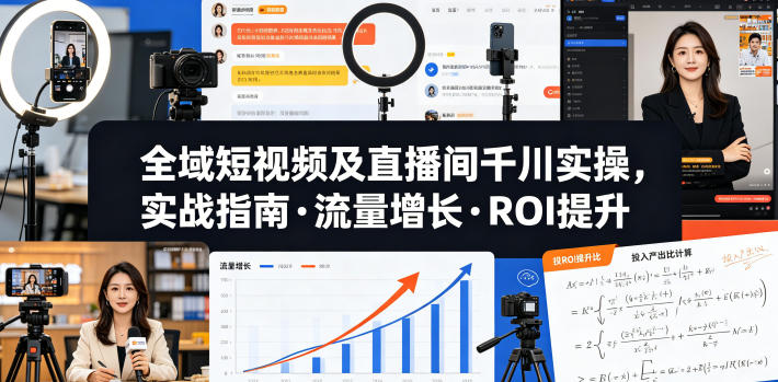 全域短视频及直播间千川实操，实战指南·流量增长·ROI提升-创业资源网