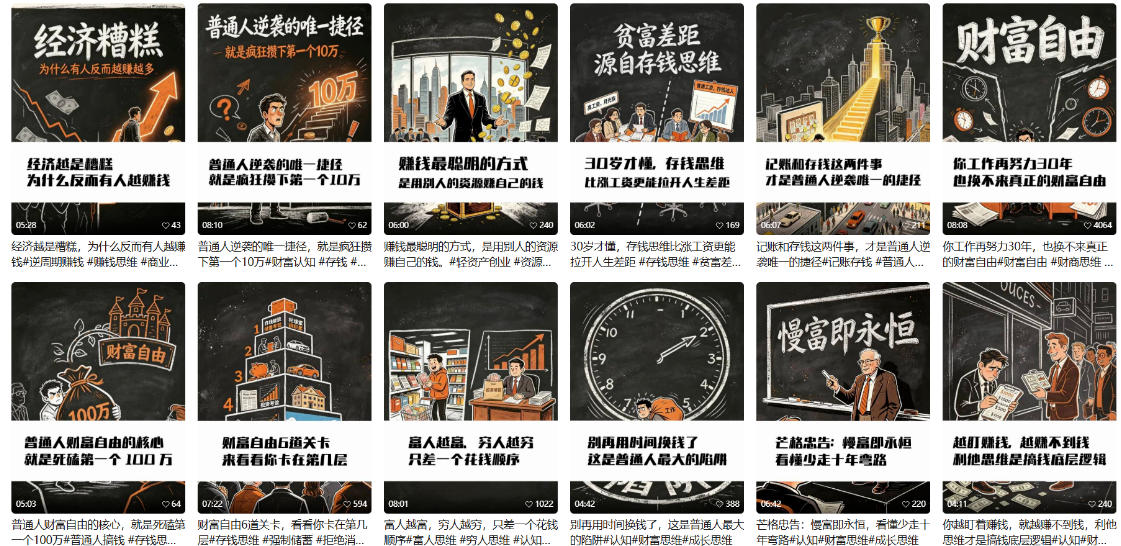 【AI书单】财富书籍图文解读玩法，一键直出，几十条视频，跑出1000单，全流程拆解，新手也可以上手-创业资源网