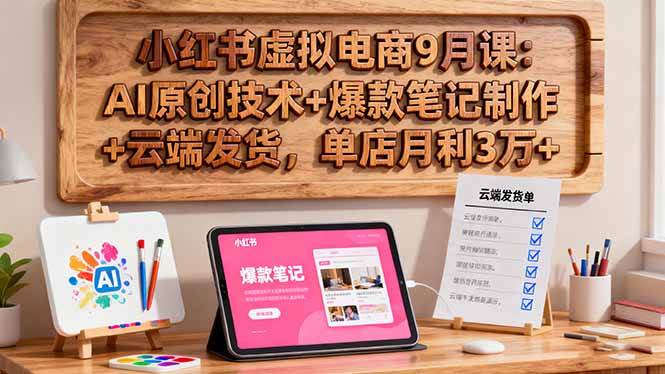 （16287期）小红书虚拟电商9月课：AI原创技术+爆款笔记制作+云端发货，单店月利3万+-创业资源网