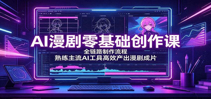 AI漫剧零基础创作课：全链路制作流程，熟练主流AI工具高效产出漫剧成片-创业资源网
