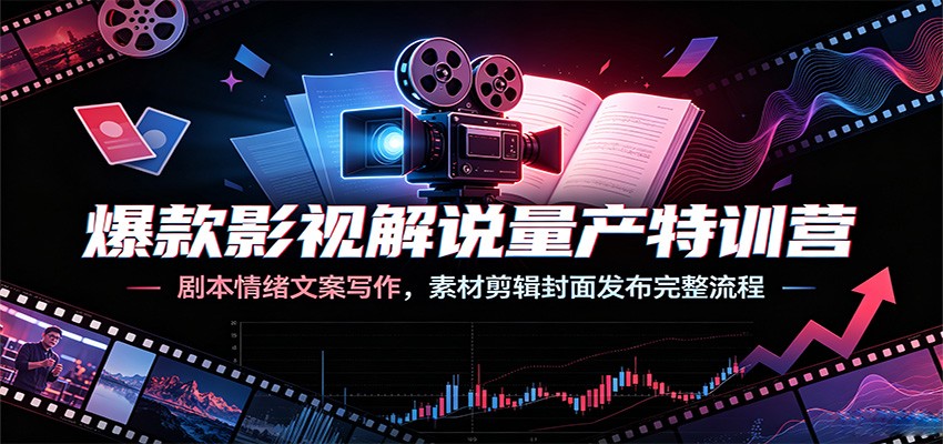 爆款影视解说量产特训营：剧本情绪文案写作，素材剪辑封面发布完整流程-创业资源网