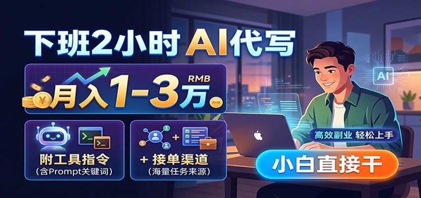 下班2小时AI代写，月入1-3万，附工具指令+接单渠道，小白直接干-创业资源网