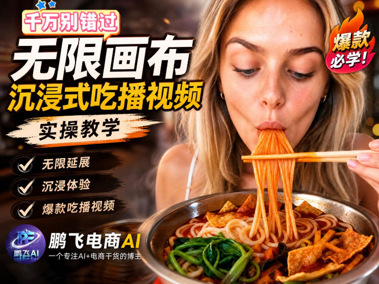 保姆级教程｜用AI无线画布做沉浸式吃播，3步直接出片，无线画布工作流，操作简单好上手-创业资源网