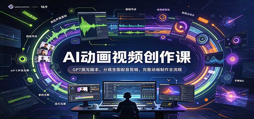 AI动画视频创作课：GPT撰写脚本，分镜生图配音剪辑，完整动画制作全流程-创业资源网