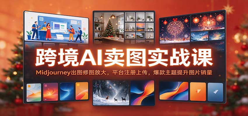 跨境AI卖图实战课：Midjourney出图修图放大，平台注册上传，爆款主题提升图片销量-创业资源网