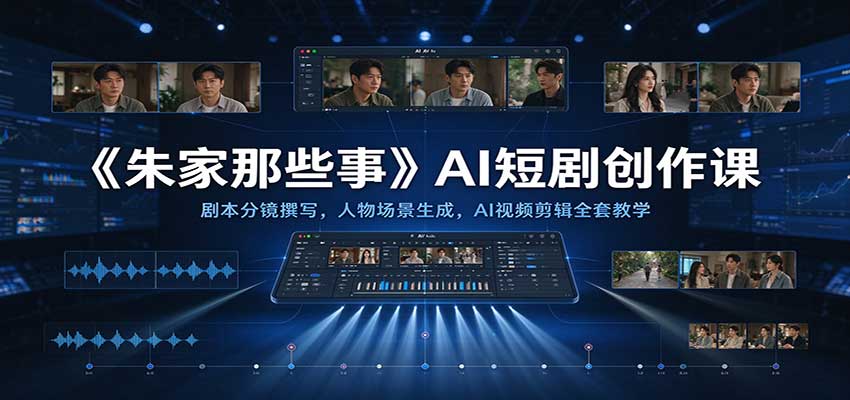 《朱家那些事》AI短剧创作课：剧本分镜撰写，人物场景生成，AI视频剪辑全套教学-创业资源网