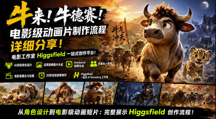 牛来！牛德赛！电影级动画片制作流程详细分享！电影工作室Higgsfield一站式创作平台，完整创作流程-创业资源网