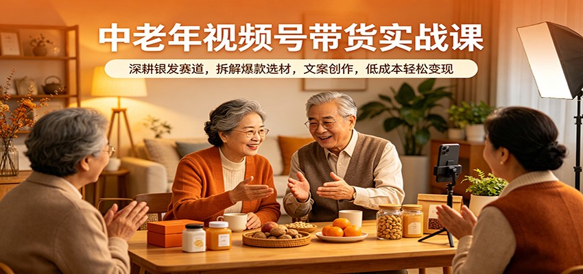 中老年视频号带货实战课：深耕银发赛道，拆解爆款选材，文案创作，低成本轻松变现-创业资源网