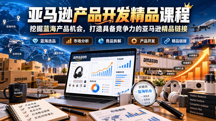 亚马逊产品开发精品课程，挖掘蓝海产品机会，打造具备竞争力的亚马逊精品链接-创业资源网