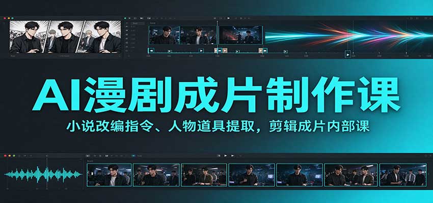 AI漫剧成片制作课：小说改编指令、人物道具提取，剪辑成片全流程-创业资源网