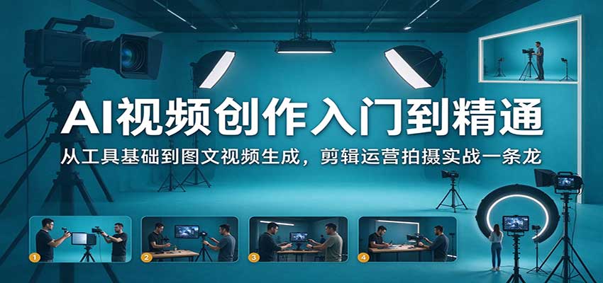 AI视频创作入门到精通：从工具基础到图文视频生成，剪辑运营拍摄实战一条龙-创业资源网