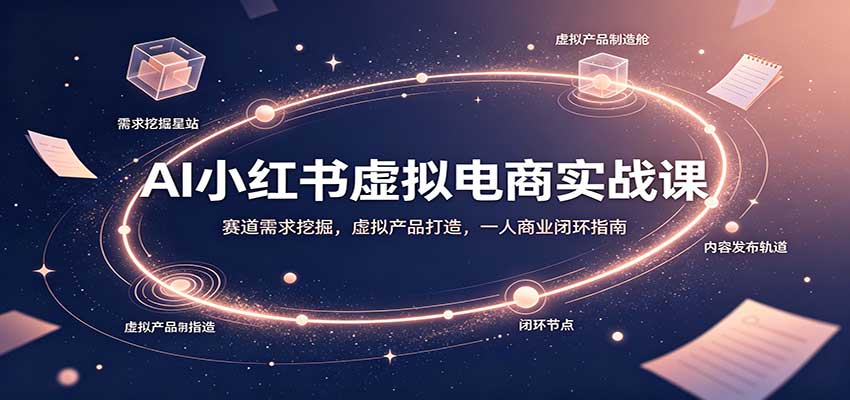 AI小红书虚拟电商实战课：赛道需求挖掘，虚拟产品打造，一人商业闭环指南-创业资源网